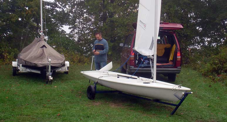 Frank Rigging his Laser
